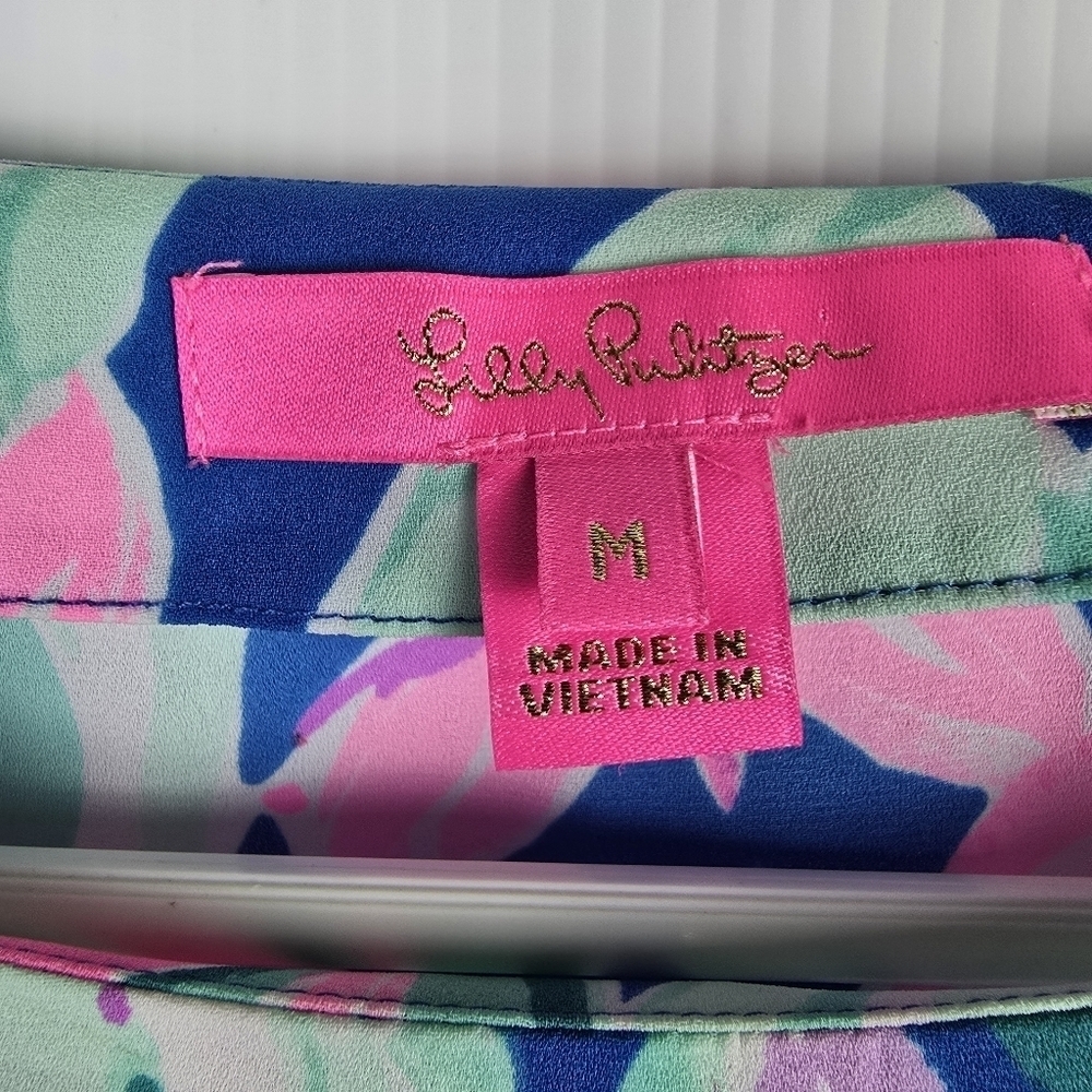 NWOT Lilly Pulitzer Langston Women's Top In Dream A Little Dream Tie Sleeves M - Picture 8 of 12
